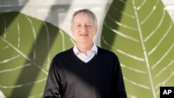 FILE - Computer scientist Geoffrey Hinton, who studies neural networks used in artificial intelligence applications, poses at Google's Mountain View, Calif, headquarters. Taken March 15, 2015.