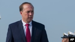 FILE - Australian Minister of Immigration and Border Protection Peter Dutton.