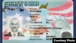 The front of the new tamper-resistant green cards issued by U.S. Citizenship and Immigration Services. (Photo courtesy of USCIS)
