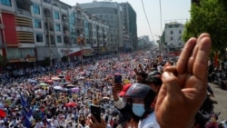 FILE - People protest against the military coup in Mandalay, Myanmar February 22, 2021.