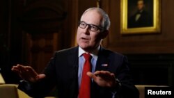 EPA Administrator Scott Pruitt answers a question during an interview with Reuters journalists in Washington, Jan. 9, 2018. 