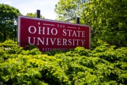 A sign for Ohio State University in Columbus, Ohio is seen in this May 8, 2019 photo.