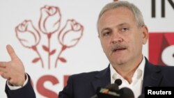 Liviu Dragnea, pemimpin Partai Sosial Demokrat (PSD), berbicara di Bukares, Rumania (foto: dok). 