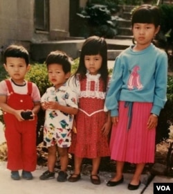Khemarey Khoeun, far right, as a young girl. (Courtesy of Khoeun)