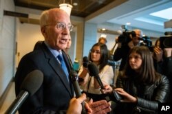 Rep. Peter Welch, D-Vt., speaks to members of the media on Capitol Hill in Washington, Dec. 3, 2019.