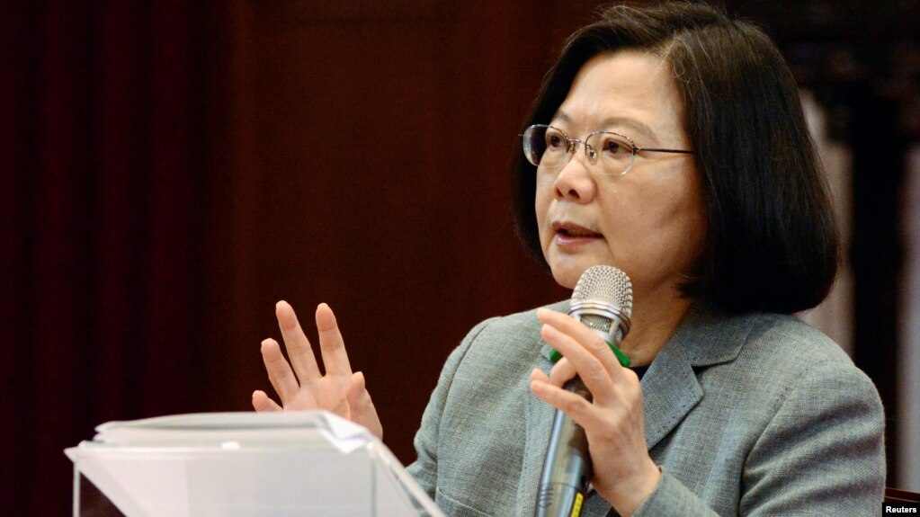 FILE - Taiwan's President Tsai Ing-wen speaks during a news conference in Taipei, Taiwan, Jan. 5, 2019. 