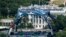 FILE PHOTO: Construction continues on a temporary arena that will host the UFC Freedom 250 fight card at the White House in Washington