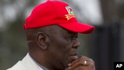 FILE: Zimbabwe's main opposition party leader Morgan Tsvangirai pauses as he addresses supporters at a rally in Harare, Saturday, Aug. 5, 2017. Tsvangirai signed a coalition deal with other smaller parties in a bid to oust President Robert Mugabe in presidential elections set for next year. (AP Photo/Tsvangirayi Mukwazhi)