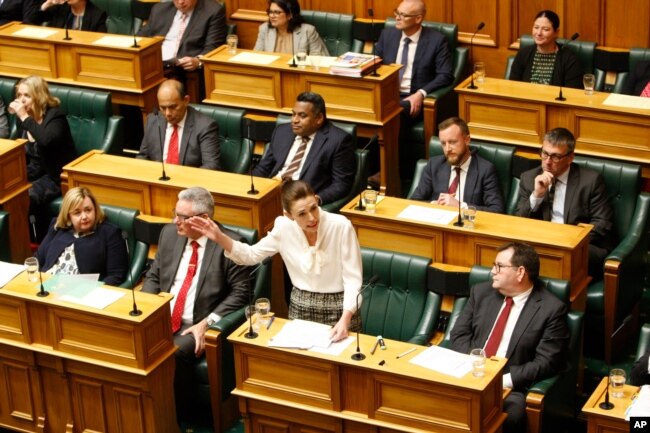 FILE - New Zealand Prime Minister Jacinda Ardern speaks in the parliament on Dec. 2, 2020, in Wellington.
