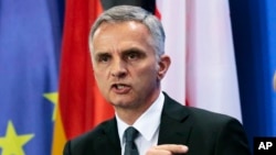 Le président fédéral de la Suisse et chef du Département fédéral des affaires étrangères, Didier Burkhalter 