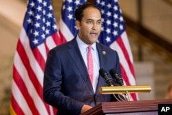 FILE - Rep. Will Hurd, R-Texas, speaks on Capitol Hill in Washington, Dec. 9, 2015.