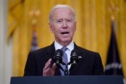 President Joe Biden speaks about distribution of COVID-19 vaccines, in the East Room of the White House, May 17, 2021, in Washington.