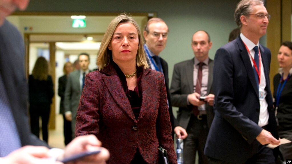 Federica Mogherini, alta representante europea para Política Exterior realizó su pronunciamiento durante una rueda de prensa durante la reunión de ministros de Exteriores celebrada en Bruselas.