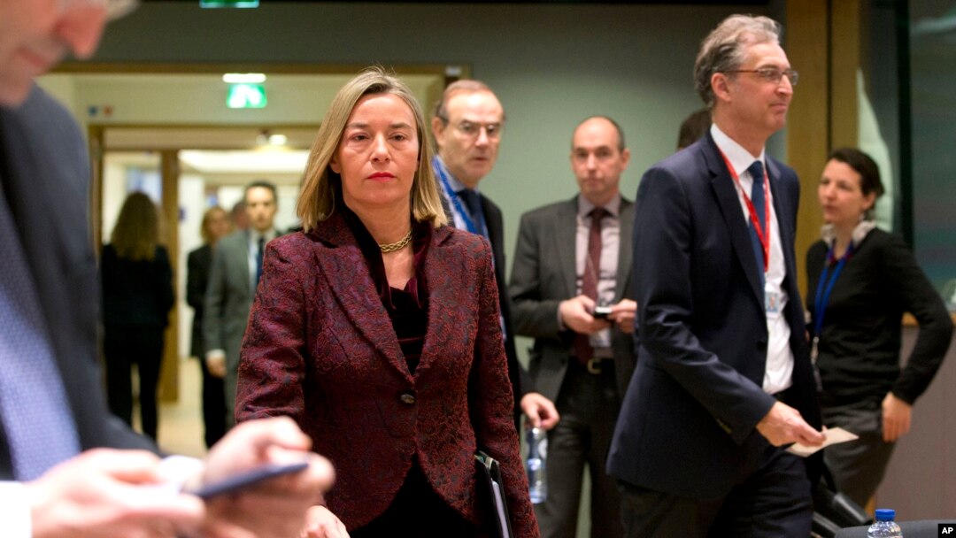 Visoka predstavnica EU Federika Mogerini stiže na sastanak ministara spoljnih poslova EU, Brisel 26. februar 2018.