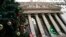 FILE - A giant Christmas tree stands outside the New York Stock Exchange, in New York, Nov. 30, 2021.