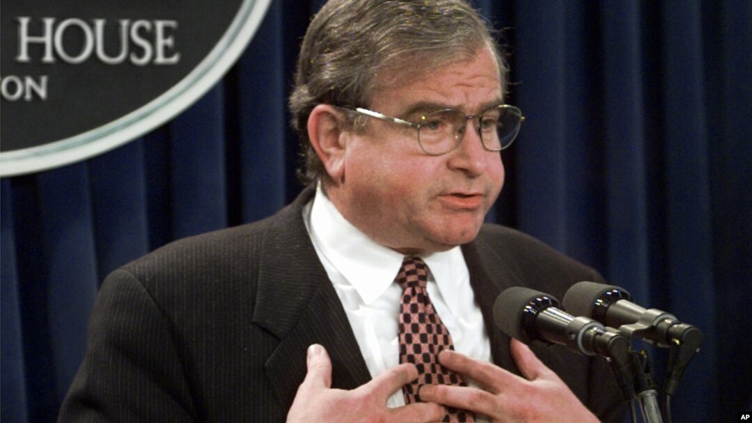 FILE - National Security Adviser Sandy Berger meets reporters in the White House briefing room Tuesday, Nov. 18, 1997, to discuss the situation in Iraq. 