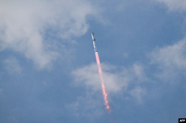 The SpaceX Starship spacecraft lifts off from Starbase in Boca Chica, Texas, on March 14, 2024. (Photo by CHANDAN KHANNA / AFP)