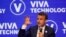 FILE - French President Emmanuel Macron delivers a speech at the VivaTech startups and innovation fair in Paris, France May 16, 2019.
