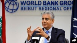 World Bank Vice President for the Middle East and North Africa Ferid Belhaj, speaks during a press conference in Beirut, Lebanon, July 31, 2018. 