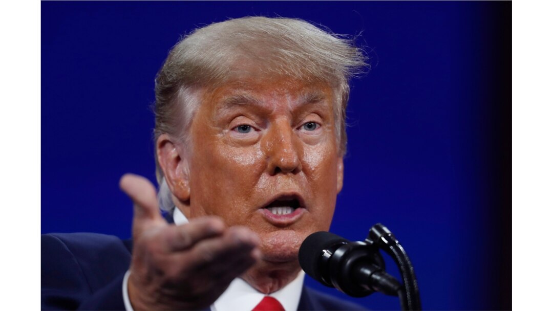 Mantan Presiden AS Donald Trump berbicara di Conservative Political Action Conference 2021.