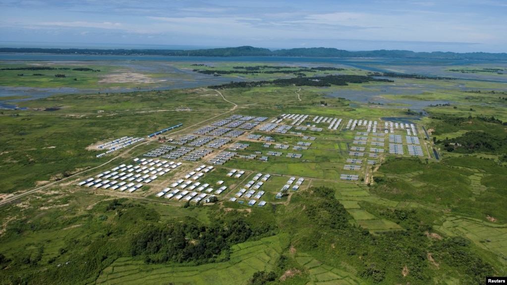 An aerial view of Hla Phoe Khaung transit camp for Rohingya who decide to return back from Bangladesh, is seen in Maungdaw, Rakhine state, Myanmar, Sept. 20, 2018.