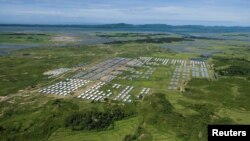 An aerial view of Hla Phoe Khaung transit camp for Rohingya who decide to return back from Bangladesh, is seen in Maungdaw, Rakhine state, Myanmar, Sept. 20, 2018.