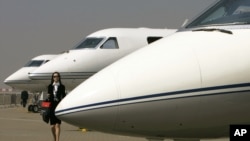 2007年2月6日香港亚洲国际航空展览会暨论坛上展出的“湾流”喷气式商务飞机。（资料照） 