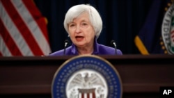 Federal Reserve Chair Janet Yellen speaks during a news conference following the Federal Open Market Committee meeting in Washington, Dec. 13, 2017.