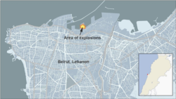 Map of area where Beirut explosion occurred in Lebanon on Aug. 4, 2020.