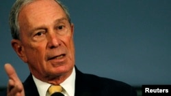 FILE - Michael Bloomberg, mayor of New York City at the time, speaks during a news conference at City Hall in New York, Sept. 18, 2013. 