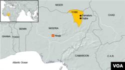 Map of Gujba, Nigeria, site of Boko Haram shootings