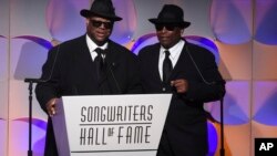 Songwriters Jimmy Jam (left) and Terry Lewis accept their awards at the 48th Annual Songwriters Hall of Fame Induction and Awards Gala at the New York Marriott Marquis Hotel, June 15, 2017, in New York.