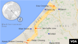 Three kilometer buffer zone in the Gaza Strip that the Israeli army has designated a no-go zone.