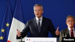 Menteri Keuangan Perancis, Bruno Le Maire berbicara di Paris, Perancis (foto: dok). 