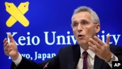 옌스 스톨텐베르그 북대서양조약기구(NATO∙나토) 사무총장이 1일 일본 게이오대학에서 연설했다.