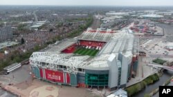 El estadio Old Trafford del Manchester United se ve después del colapso de la participación inglesa en la propuesta Superliga europea. Manchester, Reino Unido, el 21 de abril de 2021.