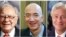 Combination of photos from left shows Warren Buffett on Sept. 19, 2017, in New York, Jeff Bezos, CEO of Amazon.com, on Sept. 24, 2013, in Seattle and JP Morgan Chase Chairman and CEO Jamie Dimon on July 12, 2013, in New York. 