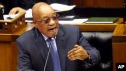 FILE - South African President Jacob Zuma answers questions in parliament in Cape Town, South Africa, March 17, 2016.