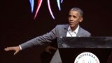 Mantan Presiden AS, Barack Obama, berpidato di perhelatan the 4th Congress of the Indonesian Diaspora Network di Jakarta, Sabtu, 1 Juli 2017 (foto: AP Photo/Achmad Ibrahim)