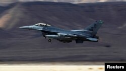 A U.S. Air Force F-16 takes off during a joint international aerial training exercise hosted by Israel and dubbed "Blue Flag 2017" at Ovda military air base in southern Israel, Nov. 8, 2017.