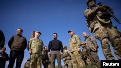 Ukraine's President Zelenskiy visits the border with Belarus in Volyn region