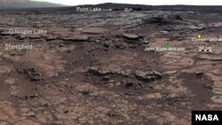 Curiosity's drill sites at Yellowknife Bay inside Mar's Gale Crater (NASA/JPL-Caltech/MSSS)