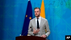 На фото: міністр закордонних справ Литви Габріелюс Ландсбергіс 