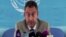 Acting UNMISS head Toby Lanzer tells reporters in Juba on Aug. 28, 2014 that all flights to Bentiu have been grounded following a helicopter crash that killed three Russian crew members.