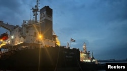 The bulk carrier Star Laura is seen at the sea port of Pivdennyi in Yuzhne town