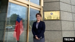 Bi-Khim Hsiao, Perwakilan Taiwan di AS, berfoto di kantor Taipei Economic and Cultural Representative Office (TECR), 24 Juli 2020.
