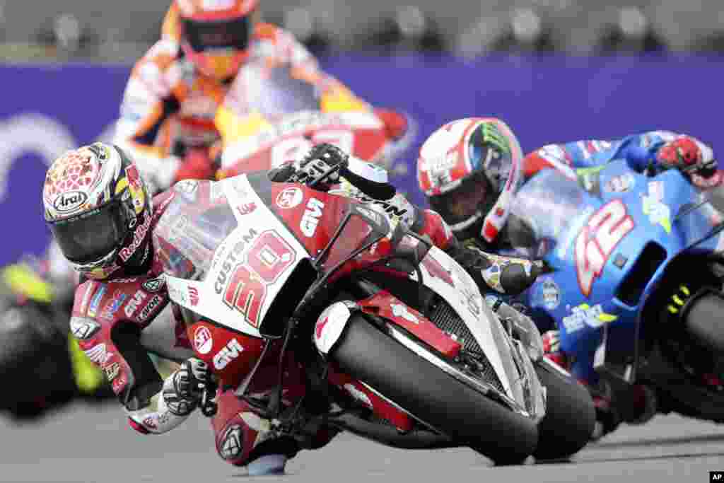 MotoGP rider Takaaki Nakagami of Japan takes a curve during the French Motorcycle Grand Prix in Le Mans, France.