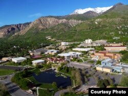 A view from above of the Weber State University campus in Ogden, Utah.