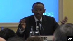 Rwandan President Paul Kagame disputes a UN report alleging war crimes by Rwandan soldiers while giving the prestigious Oppenheimer lecture at London's International Institute for Strategic Studies.