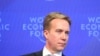 Presiden Forum Ekonomi Dunia (WEF) Borge Brende dalam konferensi pers di Cologny dekat Jenewa, Swiss, 14 Januari 2020. (REUTERS/Denis Balibouse)